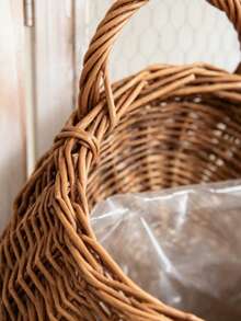 Rustic Wicker Wall-Mounted Flower Basket; Wall Decor For Houseplants; Wall-Mounted Flower Basket; Wall Decor; Floral Wall Hanging - Large 29cm*36cm*12cm - View 2