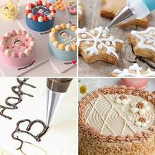 6/12pcs Round Piping Tips Set, Stainless Steel Cream Piping Tips, Used For Decorating Cupcakes And Small Cakes, Cake Lettering Cream Piping Tips, Baking Cookies And Cream Puffs Piping Tips Accessories - Multicolor - View 3