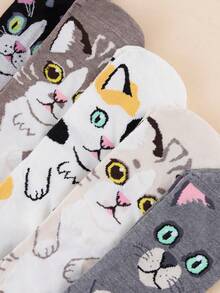 1/3/5 Pairs Women's Cute Fun 3D Cartoon Street Style Comfortable Breathable Mid-Calf Socks - Multicolor - View 4