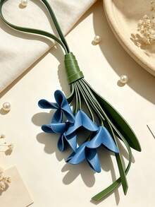 1pc Rustic Aesthetic Style Multi-Color Tulip Bouquet Artificial Leather Flower, With Green Leaf Details, Long Rope Loop Hanging Ornament, Keychain, Bag Charm, All-Season Daily Decor And Holiday Gift - Multicolor - View 20