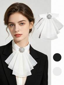 1pc Women's Fashion Elegant Faux Pearl Faux Rhinestone Flower Accessory Detachable Collar, Versatile For Party, Shopping, Commuting - Multicolor - View 1
