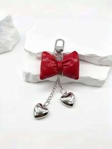 DIY Handmade New Hot-Selling PU Padded Colorful Bow Heart Keychain 1pc, Macaron Style Candy Color Cute Leather Padded 3D Bow Key Pendant, Creative Holiday Gift For Lovers And Friends, Souvenir, Creative Gift For Girlfriend, Holiday Gift, Phone Car Accessory Key Ring, Holiday Creative Small Gift For Giving, Event Gift - Multicolor - View 8