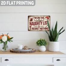 2D 1pc Humorous Sign "I'm On The Naughty List" Warning Wooden Sign, Suitable For Yard Wall Decor, Fence, Garage, Indoor Wall Decoration, Great Gift/No Electricity Required - TM47 - View 11