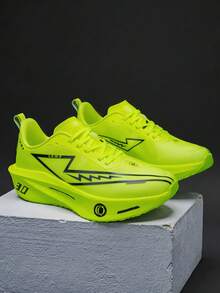 Men's Running Shoes, Lightweight Anti-Slip Breathable, Shock-Absorbing Carbon Plate, Suitable For Fitness, Outdoor And Daily Walking - Fluorescent Green - View 6