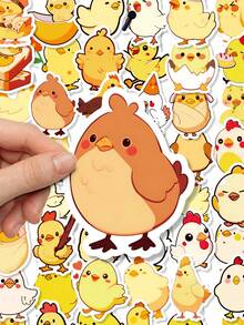 50Pcs Lovely Chick Stickers, Sweet Adorable Yellow Little Chicken Stickers, Waterproof Vinyl Decals For Phone Cases, Water Bottles, Laptops, Luggage, Journal, Scrapbook, Gift - Multicolor - View 3