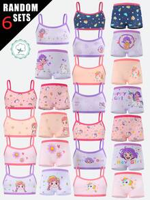 6 Sets Random Girls' Cotton Cartoon Print Comfortable Breathable Underwear & Panties Set - Multicolor - View 11