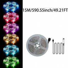RGB LED Mood Light Strip, USB Plug And Play, 3-Key Control, Self-Adhesive & Cuttable, Multi-Color Dynamic Modes, Decor Light For TV, Cabinet, Gaming Setup, Wall Decor - 3Key RGB - View 15