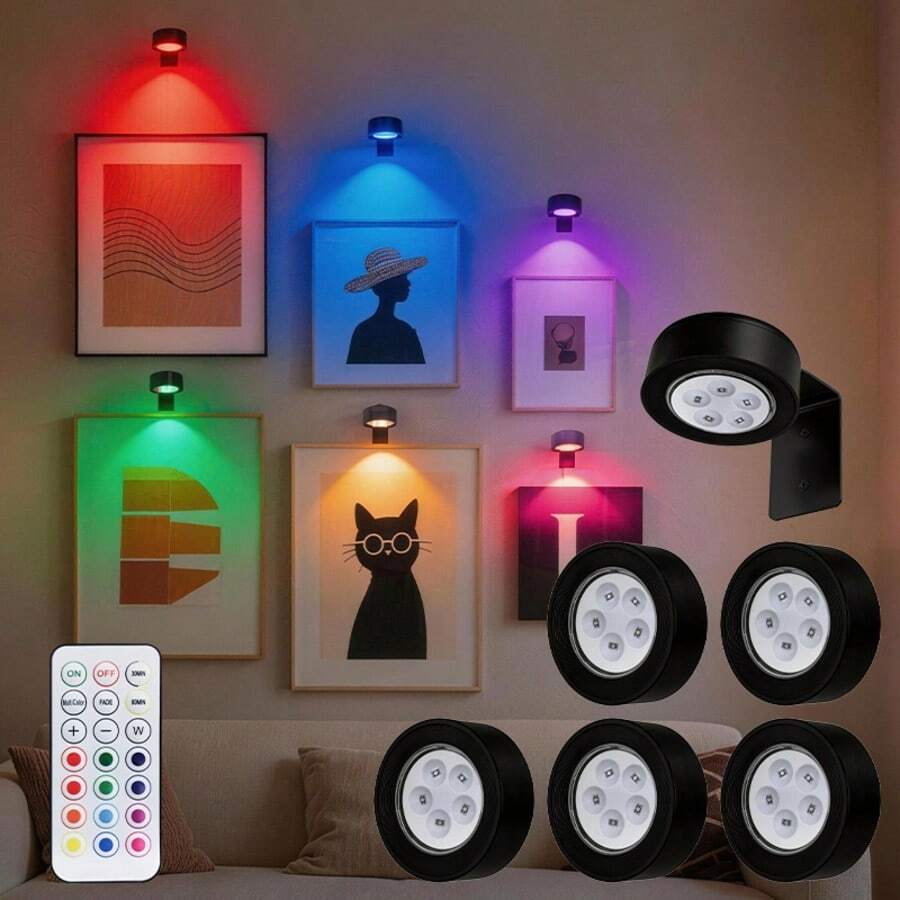 1/3pcs RGB Wireless Magnetic Drawing Lamp, 13 Color Modes And 2 RGB Dynamic Modes, Remote Control Dimming Atmosphere Lamp, Magnetic Battery Wall Lamp, With Timer Function, Bedroom Gallery Decorative Wall Lamp (Batteries Not Included) - Multicolor - View 1