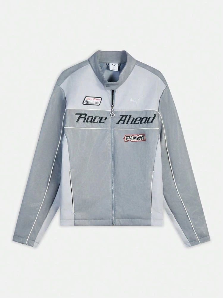 Puma Men's Letter Print Zip-Up Casual Versatile Sports Jacket - Grey - View 1