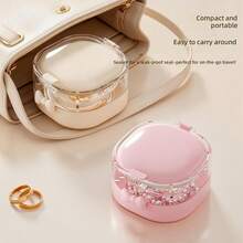 1pc Portable Bow-Shaped Double-Layer Jewelry Box With Mirror Lid And Sealed Dust-Proof Compartment, Compact Storage Box For Bracelets, Rings, Necklaces, Suitable For Travel, Desktop Or On-The-Go Use - Multicolor - View 7