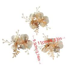 3PCS Plant Casual Party Elegant Iron Hair Clips Bridal Wedding Hair Accessories All Seasons - Golden - View 10
