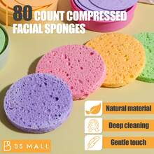 BS-MALL Compressed Facial Sponges 80PCS Multicolor Daily Facial Cleansing Makeup Mask Removal Exfoliating Sponges Pads - Multicolor - View 6