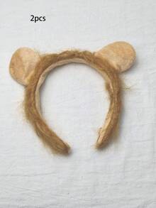1/2pcs Role Play Lion Ears Headband, Carnival Anime Character Hairband, Plush Holiday Headband Hair Accessory - Multicolor - View 7
