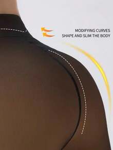 1 Pair Thickened Warm Tights, High Elasticity Semi-Transparent High Waist Design, Suitable For Autumn/Winter, Comfortable And Warm - Multicolor - View 4