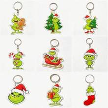The Grinch 5 قطع من قلادات مفاتيح أكريليك عيد الميلاد، سلاسل مفاتيح عيد الميلاد، ديكورات شجرة عيد الميلاد، زينة معلقة للعطلات (نمط عشوائي) - B - مشاهدة 3