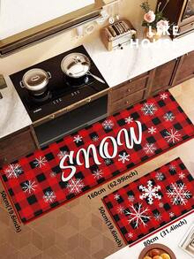 1/2pcs Christmas Kitchen Decor Rug, Santa Claus Pattern, Winter Kitchen Rug And Mat, Non-Slip Washable Absorbent Kitchen Accessories Decor Mat, Christmas Holiday Gift! - Multicolor - View 14