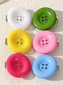6pcs/12pcs Women's Large Round Button Hair Clips, Candy Color Y2K Cute Dopamine Bright Color Bangs Clips, Sweet Girl Broken Bangs Hairstyle Accessories - Multicolor - View 11