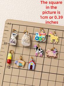 1pc Beautiful Farm Animal Resin Charm Bulk, Multiple Cute Mini Pendant Charms With Cat, Cow, Horse, Sheep Patterns, With Jump Rings, DIY Jewelry Making Accessories, Perfect For Bracelets, Necklaces, Earrings, Keychains And Handmade Gifts - Multicolor - View 2