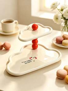 Two‑Tier Cloud‑Shaped Jewelry Tray With Black/Red Beaded Column Support&Pattern Accent Detail,Display For Perfume Watch&Accessories,Decorative Vanity Tray,Suitable For Dresser,Bedroom,Entryway,Bathroom Counter,All‑Season Household Daily Use Christmas - Multicolor - View 13
