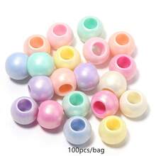 100pcs/Pack Mixed Color Faux Pearl Large Hole Beads 9.5*12mm Barrel Spacer Beads For Bracelet, Phone Chain, Keychain, Bag, Hair Accessory, Clothing DIY Decoration Loose Beads - Random Color Mixing - View 9