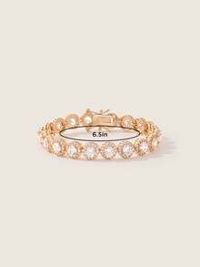 Valisandre 1 chiếc vòng tay tennis thời trang đa năng cổ điển, đính đá Cubic Zirconia lấp lánh, tùy chọn 6–9 inch, thích hợp làm quà tặng - Vàng - Xem 10