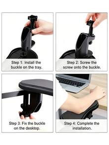 3pcs 180-Degree Adjustable, Durable Desk Extension Arm With Screw Clamps, Ergonomic Arm And Wrist Support - Plastic Sliding Desk Accessory With Elbow Pad Computer Tray,Elbow Brace - A - View 11