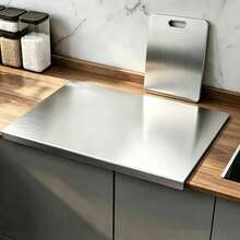 3pcs/1pc Stainless Steel Cutting Board, Heavy Duty Chopping Board, Convenient Double-Sided Stainless Steel Cutting Board For Meat, Fruit, Vegetable, Bread And Baking, Non-Slip Edge Cutting Board, Butcher Block, Cheese And Board, Thickened Anti-Mold, Suitable For Home And Restaurant Use, Easy To Clean With Water, Essential Kitchen Tool For Home Cooks And Cooking Enthusiasts, Kitchen Supplies, Suitable For Home, Dorm, Kitchen Tools, Perfect As Home Gift, Christmas Or Back To School Gift. - Silver - View 2