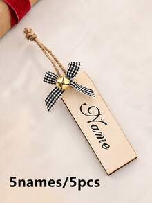 Custom Bow Bell Stocking Tag, Personalized Christmas Ornament, Farmhouse Christmas Tree Decoration, Customized Name Wooden Hanging Tag For Mantel Stockings, Customizable Holiday Party Decor, Festive Gift For Family Friends, Christmas Gift 2026 - Multicolor - View 10
