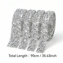 1pc Self-Adhesive Resin Rhinestone Strip Clothing Accessory, DIY Rhinestone Decor - Multicolor - View 6
