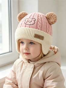 Baby Autumn/Winter Ear Protection Knitted Hat, Cute Woolen Beanie For Boys And Girls - Multicolor - View 4