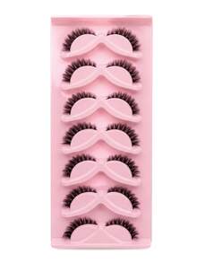 7pairs Cat Eye Lashes Natural Long Clear Band Lashes, Winged End Eye Elongated Eyelashes, Soft Fiber False Eyelashes For Makeup - Pink - View 8