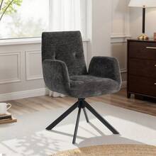 Vadderad fåtölj, fåtölj, modern design, snurrfåtölj, upp till 120 kg, svart - Svart - Visa 2