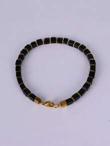 Black Beaded Wealth Bracelet, Versatile Minimalist Wrist Accessory, Ideal Gift Choice - Black - View 6