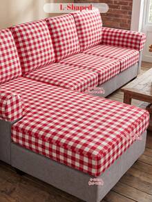 1pc Red Plaid Pattern Sofa Cover, High Elasticity, Minimalist Modern Style, Soft And Skin-Friendly, Suitable For Living Room Single Sofa, Double Sofa, Triple Sofa, L-Shaped Sectional Sofa, Multiple Occasions, Sold Individually, Autumn Home Decor - Multicolor - View 14