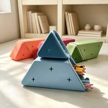 1pc 3D Triangle Pencil Case, Large Capacity Highly Attractive Pencil Case, Suitable For Stationery Storage, Pen Storage, Cosmetic Storage, Desktop Storage, School, Office, Home, Student Gift, Daily Gift - Multiple Styles - View 1
