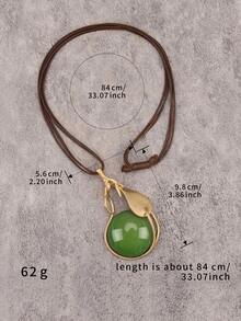 1 buah Kalung Batu Resin Bulat dengan Hiasan Ranting dan Daun Kreatif, Perhiasan Gaya Bohemian, Aksesori Hadiah Natal & Halloween, Cocok untuk Pemakaian Sehari-hari & Kencan, Hadiah untuk Pasangan - tali lilin - View 4