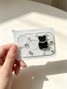 NNBILI Fluffy Pearl Bear Camera Lens Protector, Compatible With IPhone 18 Pro Max/18 Pro/17 Pro Max/17 Pro, 3D Rhinestone Star Heart Diamond Decorated Camera Cover, Scratch-Resistant Tempered Glass Lens Sticker, Cute Phone Camera Decoration - Dark Brown Bear Pearl Necklace - View 10