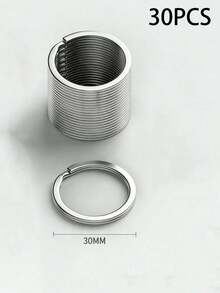 10pcs Polished Silver Stainless Steel Flat Split Key Rings, Rhodium Plated Round Open Keychains, DIY Wholesale, Backpack, School Bag, Car Accessories, Cute Gothic Y2K - Silver - View 4