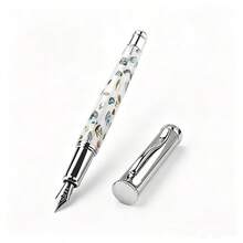 Abalone Shell Inlaid Fountain Pen Metal Silver Nib Business Signature Writing Gift Pen - 1308 - View 3