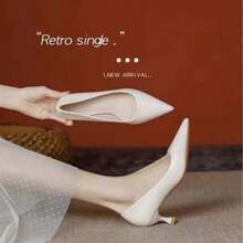 Women's PU Material High Heel Stiletto Formal Shoes, Soft Shoes - Beige - View 3