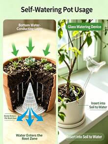 Automatic Plant Watering Device, Cactus, Tulip And Bird-Shaped Slouchy Watering Device, PVC Self-Watering Spikes, Suitable For Indoor Potted Plants, Garden And Lawn Care, Great Helper For Short Trips - Multicolor - View 9