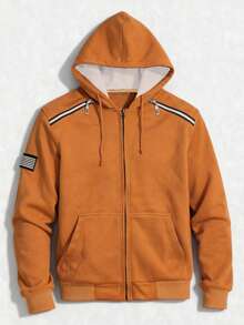 GOLDREDY Men's Casual Fashion Solid Color Hooded Contrast Zipper Commuter Versatile Unique Casual Minimalist Open Front Sweatshirt Jacket - Yellow - View 6