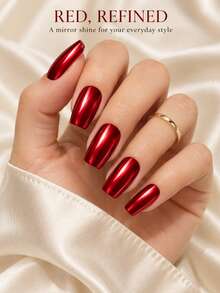 Anselora 12ml Kutek Kuku Merah Delima Metalik, Kutek Cair Kilap Tinggi Cepat Kering, Mudah Diaplikasikan, Hasil Akhir Metalik Tahan Lama, Manikur DIY, Cocok untuk Penggunaan Sehari-hari dan Pesta Wanita - Merah - View 5