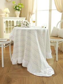 1pc Ruffle Edge Tablecloth, Fresh Country Style, Suitable For Dining Table Decor, Picnic Tablecloth, Holiday Celebration, Wedding Party Gathering, Birthday Banquet, Daily Dining Table, Kitchen And Dining Room Decoration, All Seasons, Home Decor - Multicolor - View 10