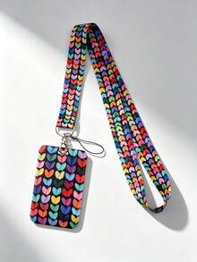 1 Set Heart-Shaped Lanyard Card Holder, Highly Attractive Anti-Loss Student Bus Card/ID Badge Protective Sleeve, Reinforced Braided Lanyard, Lightweight Portable Space-Saving, Suitable For Student Commute, Workplace Office, Daily Travel - Rectangle - View 9