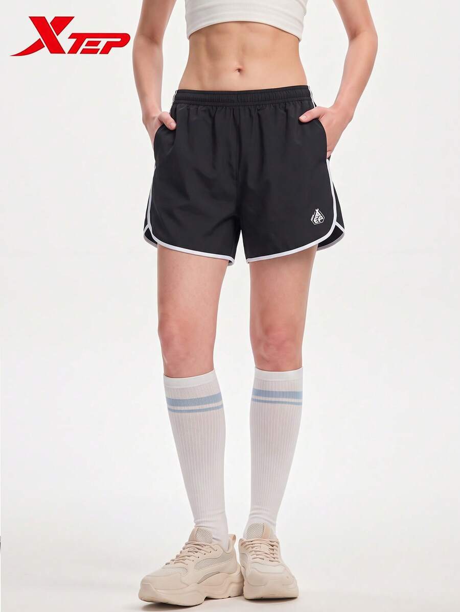 XTEP Woven Shorts | Women's New Ice Silk Cool-Touch Outdoor Sun Protection Sports Shorts, Solid Black - True Black - View 1