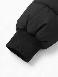 KyrLssu Women Long Hooded Puffer Coat, Zip Up Button Front Mid Length Quilted Winter Jacket, Loose Warm Outerwear With Big Side Pockets - Black - View 5
