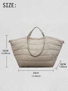 NEWHEY Women's Large Capacity Down Tote Bag, Suitable For Commuting And Travel, Nylon Handbag, Soft Padded Quilted Tote Bag, Casual Oversized Shopping Bag - Multicolor - View 8