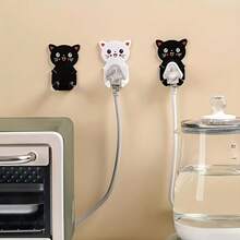 5pcs No-Drill Power Socket Hooks, Cartoon Cat Strong Adhesive Hooks, Kitchen Cat Sticky Hooks, Multi-Function Hooks - Multicolor - View 2