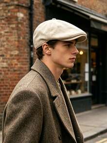 OBOVAY 1pc Men's Suede Vintage Newsboy Cap, Autumn New Artistic Forward Cap, Suitable For Daily Street Wear - Suede Baseball Cap - View 2